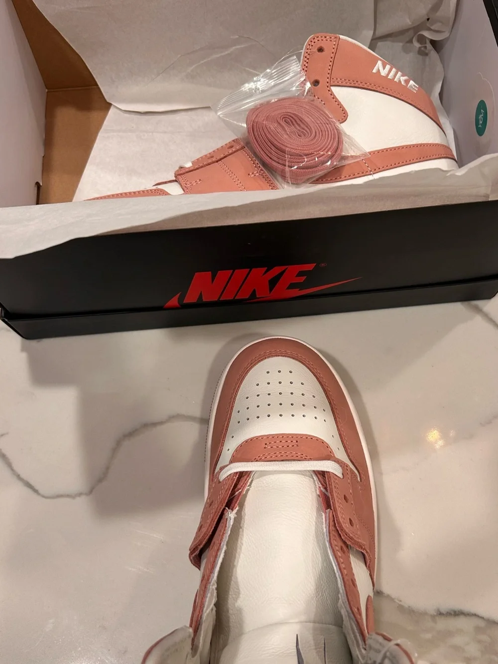 Nike High-Top Sneakers White & Dusty Rose 10.5 Jordan Air Ship Rust Pink